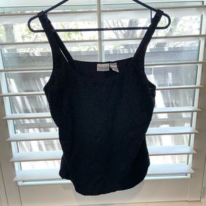 Chico’s Black Floral Tank Top, Size 3 (XL)